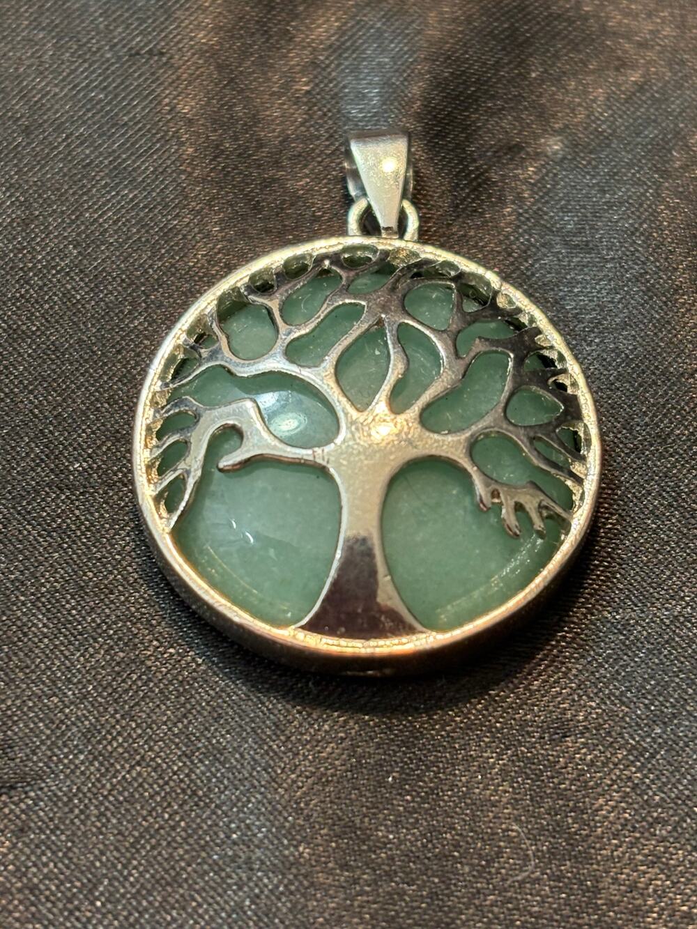 Vintage Tree of Life Green Stone Pendant / Pendant Only